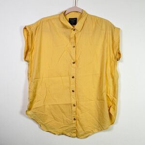 ABERCROMBIE & FITCH Yellow Striped Short Sleeve‎ Button Down Shirt Size M